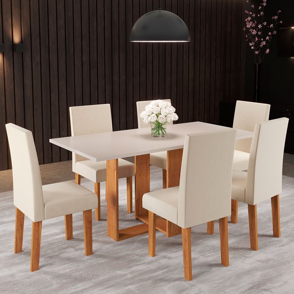 Mesa de Jantar 6 Lugares Erika Mel/Blonde/Nude 26271 - Pnr Móveis