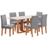 Mesa de Jantar 6 Lugares Erika Mel/Blonde/Veludo Cinza 26272 - Pnr Móveis