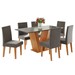 Mesa de Jantar 6 Lugares Lidia Vênus Mel/Cinza/Veludo Grafite - Pnr Móveis