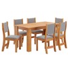 Mesa de Jantar 6 Lugares Valentina Mel/Veludo Cinza - Pnr Móveis