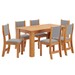 Mesa de Jantar 6 Lugares Valentina Mel/Veludo Cinza - Pnr Móveis