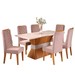 Mesa de Jantar 6 Lugares Lia Mel/Blonde/Veludo Rosa - Pnr Móveis
