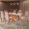 Mesa de Jantar 6 Lugares Nina Mel/Veludo Rosa/Off White - Pnr Móveis