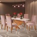 Mesa de Jantar 6 Lugares Marilda Mel/Blonde/Veludo Rosa - Pnr Móveis