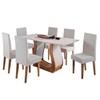 Mesa de Jantar 6 Lugares Persia Imbuia/Blonde/Veludo Marfim - Pnr Móveis