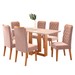 Mesa de Jantar 6 Lugares Giordina Mel/Blonde/Veludo Rosa - Pnr Móveis