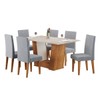 Mesa de Jantar 6 Lugares Marte Mel/Blonde/Linho/Inox - Pnr Móveis