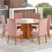 Mesa de Jantar 6 Lugares Virginia com Vidro Mel/Off White/Veludo Rosa - Pnr Móveis