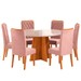 Mesa de Jantar 6 Lugares Virginia com Vidro Mel/Off White/Veludo Rosa - Pnr Móveis