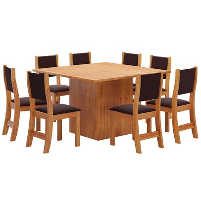 Mesa de Jantar 8 Lugares Alexa Mel/Veludo Barroco - Pnr Móveis