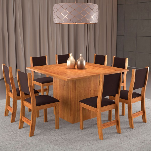 Mesa de Jantar 8 Lugares Alexa Mel/Veludo Barroco - Pnr Móveis