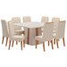 Mesa de Jantar 8 Lugares Amabile com Vidro Mel/Nude/Off White - Pnr Móveis
