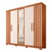 Guarda-Roupa Casal Antonella 5 Portas 2 Gavetas com Espelho Freijó/Off White - Pnr Móveis
