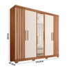 Guarda-Roupa Casal Antonella 5 Portas 2 Gavetas com Espelho Freijó/Off White - Pnr Móveis