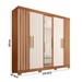 Guarda-Roupa Casal Antonella 5 Portas 2 Gavetas com Espelho Freijó/Off White - Pnr Móveis