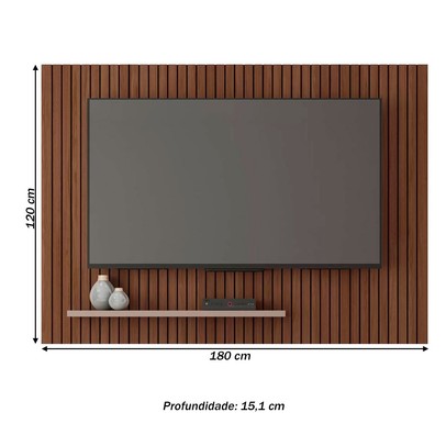 Painel para TV Até 70 Polegadas com Ripado 3d Puerto Fendi/Havana - Pnr Móveis