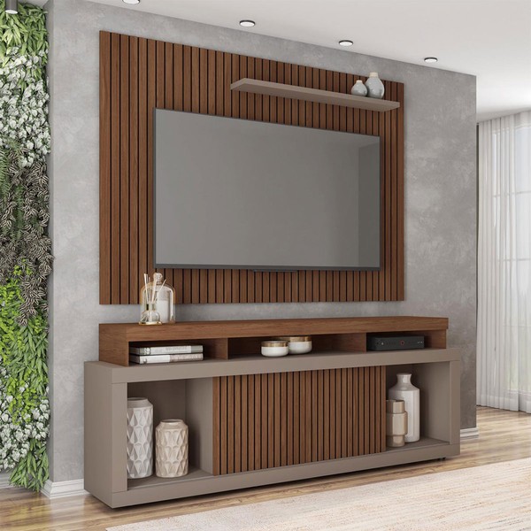 Rack com Painel para TV Até 70 Polegadas Puerto Fendi/Havana - Pnr Móveis