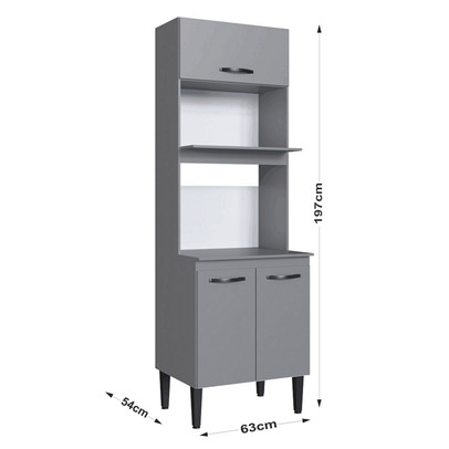 Torre Quente Light 3 Portas 2 Prateleiras Cinza - Irm Móveis