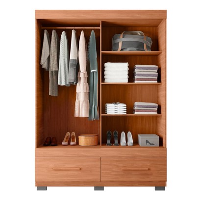 Guarda-Roupa Solteiro Sereno 2 Portas 2 Gavetas Freijó/Off White - Caemmun