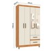 Guarda-Roupa Solteiro Illinois 4 Portas 2 Gavetas com Espelho Cinamomo/Off White - Pnr Móveis
