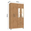 Guarda-Roupa Solteiro Illinois 4 Portas 2 Gavetas com Espelho Mel - Pnr Móveis