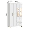 Guarda-Roupa Solteiro Illinois 4 Portas 2 Gavetas com Espelho Branco - Pnr Móveis