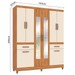 Guarda-Roupa Solteiro Província 8 Portas 2 Gavetas com Espelho Cinamomo/Off White - Pnr Móveis