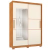 Guarda-Roupa Solteiro Missouri 2 Portas 3 Gavetas com Espelho Ripado 3d Flex Cinamomo/Off White - Pnr Móveis