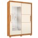 Guarda-Roupa Solteiro Missouri 2 Portas 3 Gavetas com Espelho Ripado 3d Flex Cinamomo/Off White - Pnr Móveis