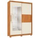 Guarda-Roupa Solteiro Missouri 2 Portas 3 Gavetas com Espelho Ripado 3d Flex Cinamomo/Off White - Pnr Móveis