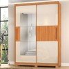 Guarda-Roupa Solteiro Missouri 2 Portas 3 Gavetas com Espelho Ripado 3d Flex Cinamomo/Off White - Pnr Móveis