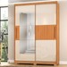 Guarda-Roupa Solteiro Missouri 2 Portas 3 Gavetas com Espelho Ripado 3d Flex Cinamomo/Off White - Pnr Móveis