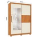 Guarda-Roupa Solteiro Missouri 2 Portas 3 Gavetas com Espelho Ripado 3d Flex Cinamomo/Off White - Pnr Móveis