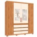 Guarda-Roupa Casal Capelli 4 Portas 6 Gavetas com Espelho Cinamomo/Off White - Pnr Móveis