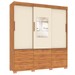Guarda-Roupa Casal Paiva 3 Portas 9 Gavetas com Espelho Cinamomo/Off White - Pnr Móveis