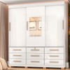 Guarda-Roupa Casal Paiva 3 Portas 9 Gavetas com Espelho Branco - Pnr Móveis