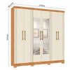 Guarda-Roupa Casal Galli 6 Portas 4 Gavetas com Espelho Cinamomo/Off White - Pnr Móveis