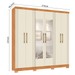 Guarda-Roupa Casal Galli 6 Portas 4 Gavetas com Espelho Cinamomo/Off White - Pnr Móveis