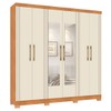 Guarda-Roupa Casal Galli 6 Portas 4 Gavetas com Espelho Cinamomo/Off White - Pnr Móveis