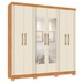 Guarda-Roupa Casal Galli 6 Portas 4 Gavetas com Espelho Cinamomo/Off White - Pnr Móveis