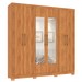 Guarda-Roupa Casal Galli 6 Portas 4 Gavetas com Espelho Cinamomo - Pnr Móveis