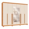 Guarda-Roupa Casal Montes 6 Portas 8 Gavetas 100% Mdf com Espelho Cinamomo/Off White - Pnr Móveis