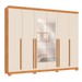 Guarda-Roupa Casal Montes 6 Portas 8 Gavetas 100% Mdf com Espelho Cinamomo/Off White - Pnr Móveis