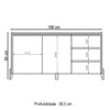Balcão Buffet Rennes 3 Gavetas 2 Portas Hannover/Fendi - Casa D