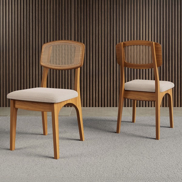 Cadeiras Kit 2 Cadeiras 100% Mdf Cj Ca40 Freijó/Bege Rústico - Dalla Costa