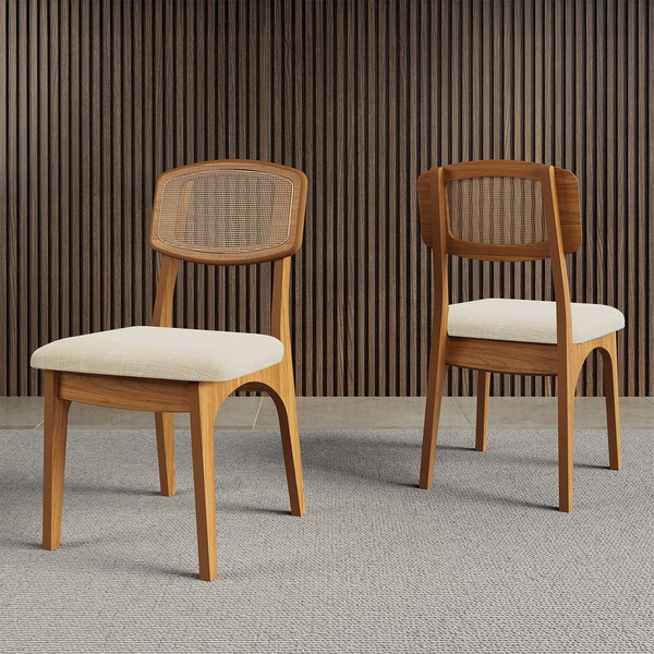 Cadeiras Kit 2 Cadeiras 100% Mdf Cj Ca40 Freijó/Tweed Liso Claro - Dalla Costa