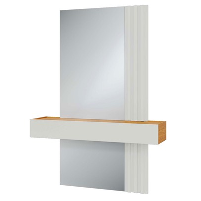 Aparador 1 Gaveta com Espelho Ripado Freijó/Off White - Dalla Costa