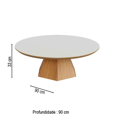 Mesa de Centro 90 Cm 100% Mdf Tb626 Off White/Freijó - Dalla Costa