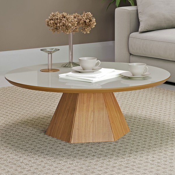 Mesa de Centro 90 Cm 100% Mdf Tb626 Off White/Freijó - Dalla Costa