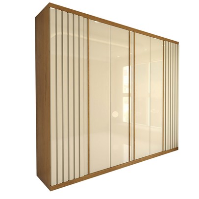 Guarda-Roupa Casal Travelle New 6 Portas 4 Gavetas Ripado 100% Mdf Naturale/Off White - Panorama Móveis